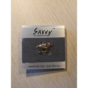 Swarovski SAVVY Crystal Rhinestones Elephant Trunk Up Pin Brooch Red Blue Lapel
